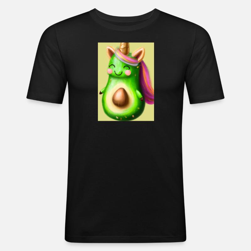 Niedliche Einhorn Avocado - Männer Slim Fit T-Shirt - Schwarz