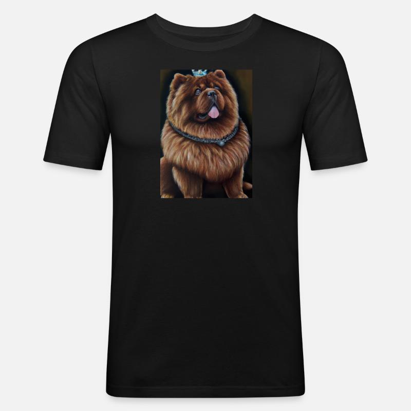 Chow Chow mit Krone - Männer Slim Fit T-Shirt - Schwarz