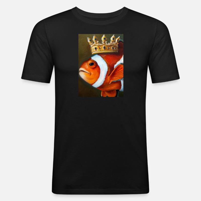 Clownfisch mit einer Krone - Männer Slim Fit T-Shirt - Schwarz