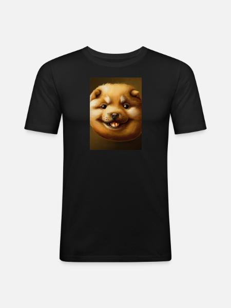 Kartoffel-Hund-Gesicht - Männer Slim Fit T-Shirt - Schwarz
