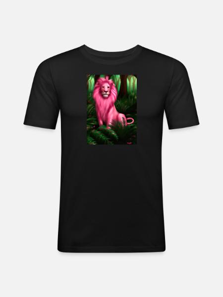 Rosa Löwe - Männer Slim Fit T-Shirt - Schwarz