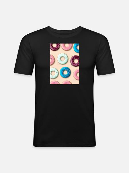 Donuts-Muster - Männer Slim Fit T-Shirt - Schwarz
