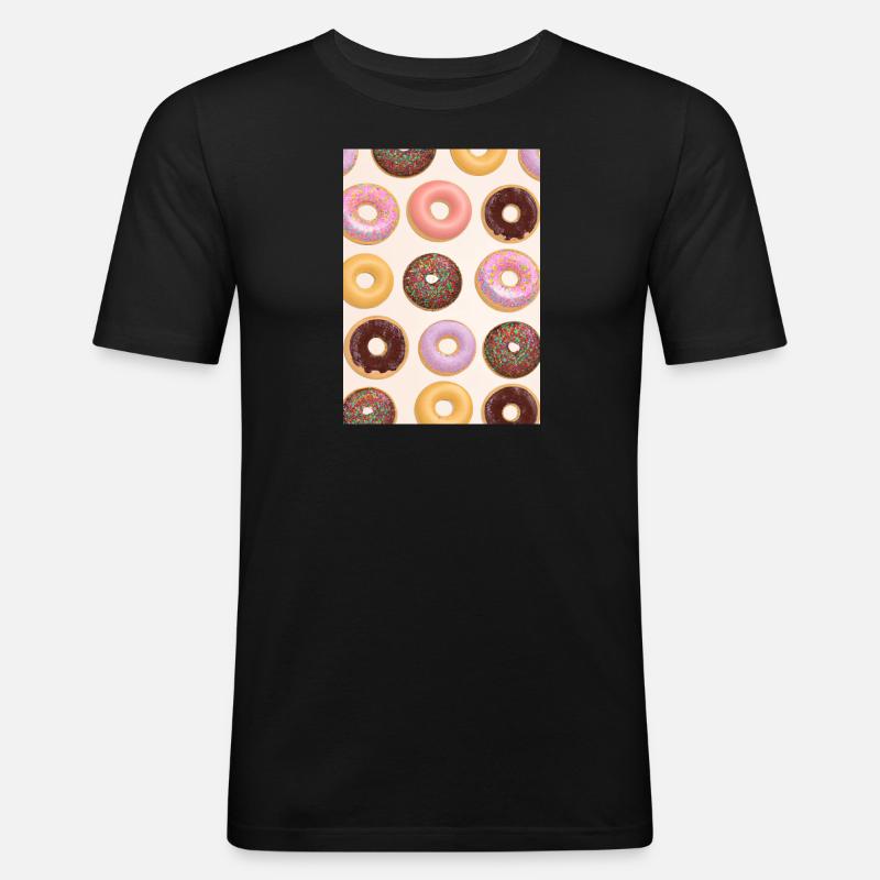 Donuts-Muster - Männer Slim Fit T-Shirt - Schwarz
