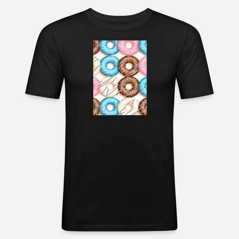 Donuts-Muster - Männer Slim Fit T-Shirt - Schwarz