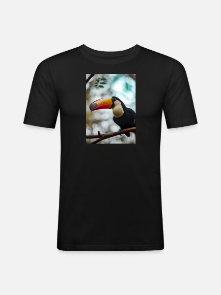 Tukan auf Ast - Männer Slim Fit T-Shirt - Schwarz