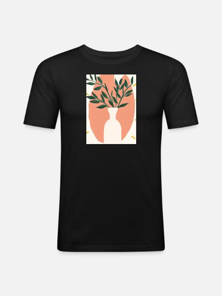 Florale Blumenformen - Männer Slim Fit T-Shirt - Schwarz