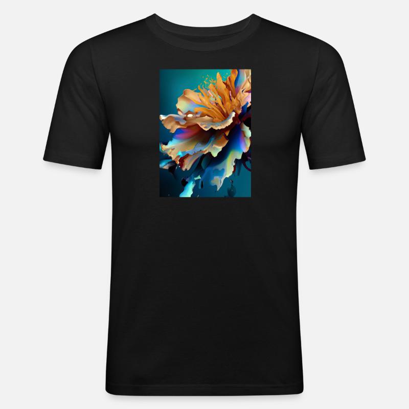 Abstrakte Blume - Männer Slim Fit T-Shirt - Schwarz