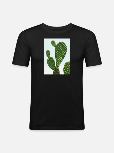 Ausgefallener Kaktus - Männer Slim Fit T-Shirt - Schwarz
