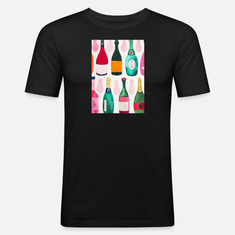 Flaschen-Muster-Malerei - Männer Slim Fit T-Shirt - Schwarz