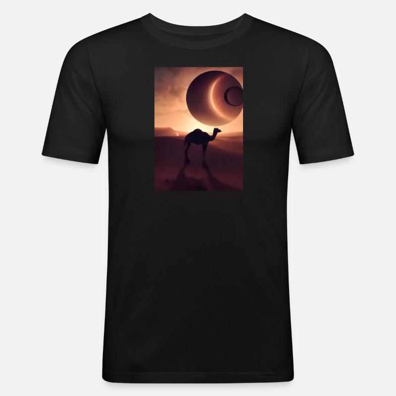 Kamel Wüstenplanet - Männer Slim Fit T-Shirt - Schwarz