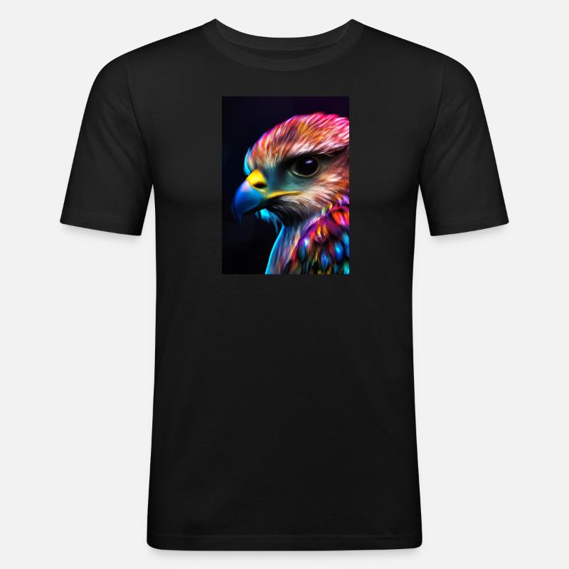 Buntes Vogelgesicht - Männer Slim Fit T-Shirt - Schwarz