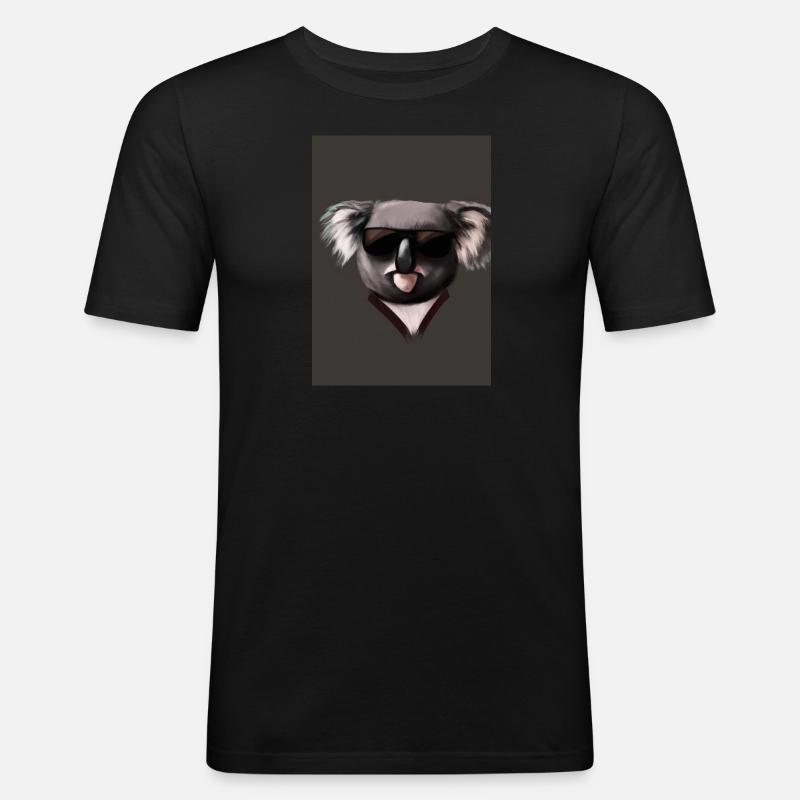 Koala mit Sonnenbrille - Männer Slim Fit T-Shirt - Schwarz