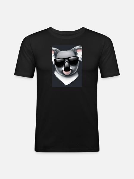 Koala mit Sonnenbrille - Männer Slim Fit T-Shirt - Schwarz