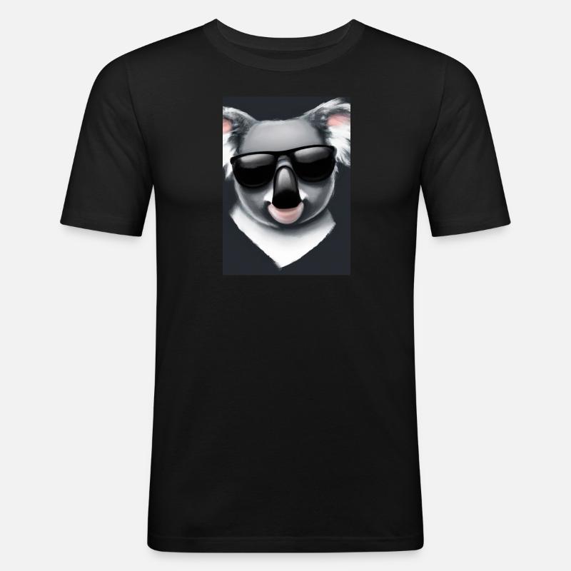 Koala mit Sonnenbrille - Männer Slim Fit T-Shirt - Schwarz