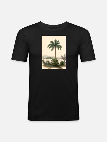 Palme am See - Männer Slim Fit T-Shirt - Schwarz