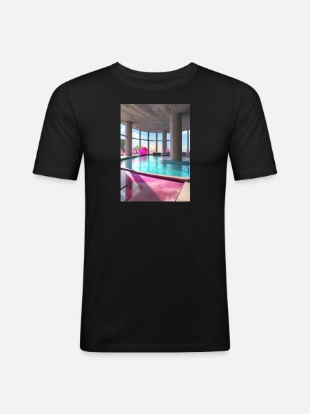 Pool-Lounge - Männer Slim Fit T-Shirt - Schwarz