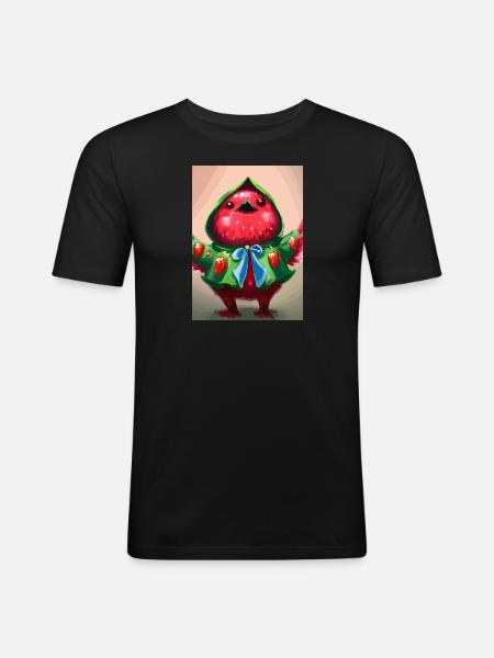 Erdbeervogel - Männer Slim Fit T-Shirt - Schwarz