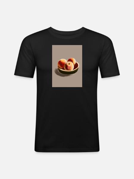 Drei Pfirsiche - Männer Slim Fit T-Shirt - Schwarz