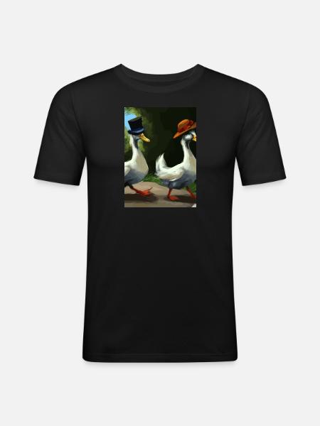 Zwei Enten - Männer Slim Fit T-Shirt - Schwarz