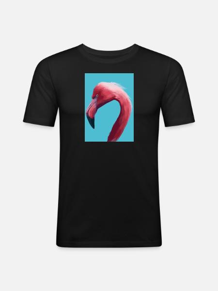 Flamingo-Kopf - Männer Slim Fit T-Shirt - Schwarz