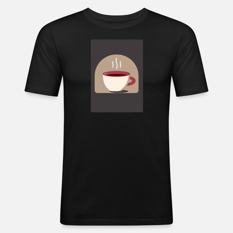 Minimalistischer Küchenkaffee - Männer Slim Fit T-Shirt - Schwarz
