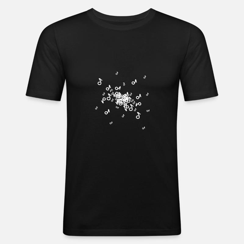 Noten - Männer Slim Fit T-Shirt - Schwarz
