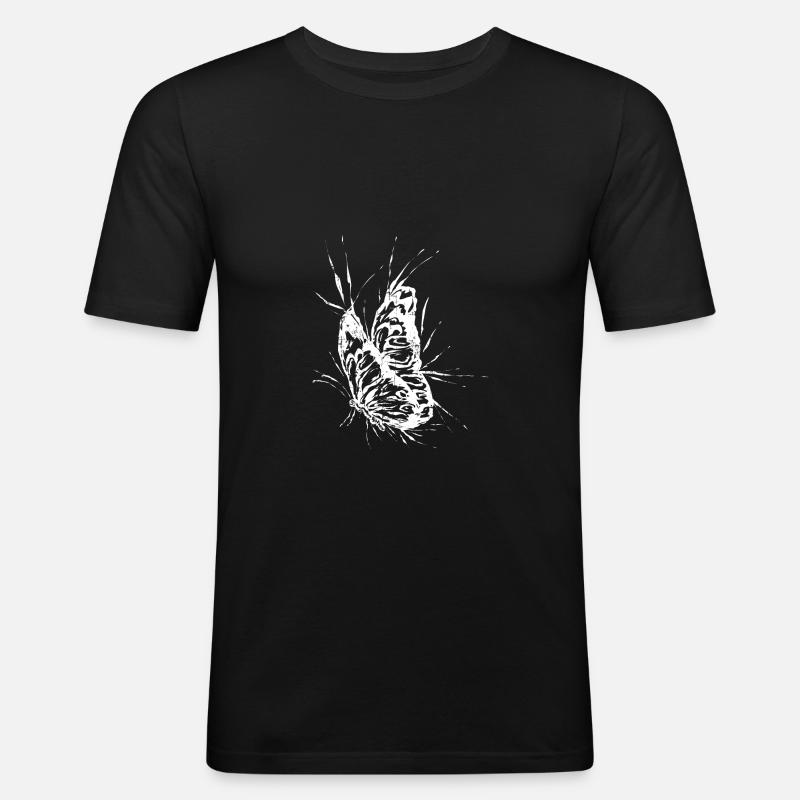 Schmetterling - Männer Slim Fit T-Shirt - Schwarz