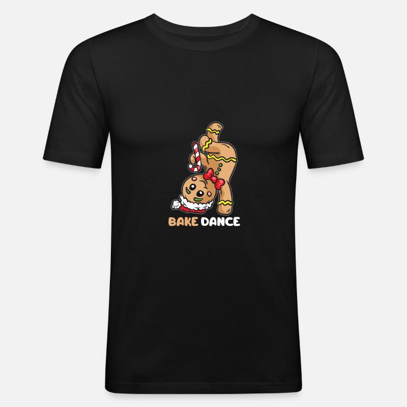 Bake Dance Lebkuchenmann Breakdance Weihnachten - Männer Slim Fit T-Shirt - Schwarz