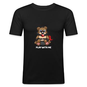 Spiel Mit Mir BDSM Teddybär Bondage Sklave - Männer Slim Fit T-Shirt - Schwarz - Vorne - Nik (191cm)