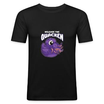 Lassen Sie die Quacken Octopus Quietscheente los - Männer Slim Fit T-Shirt - Schwarz - Vorne - Nik (191cm)