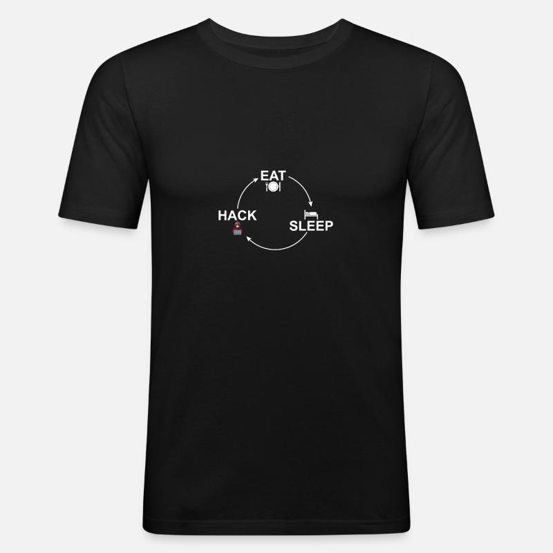Kreislauf: Eat-Sleep-Hack Hacker Hacken 24/7 - Männer Slim Fit T-Shirt - Schwarz