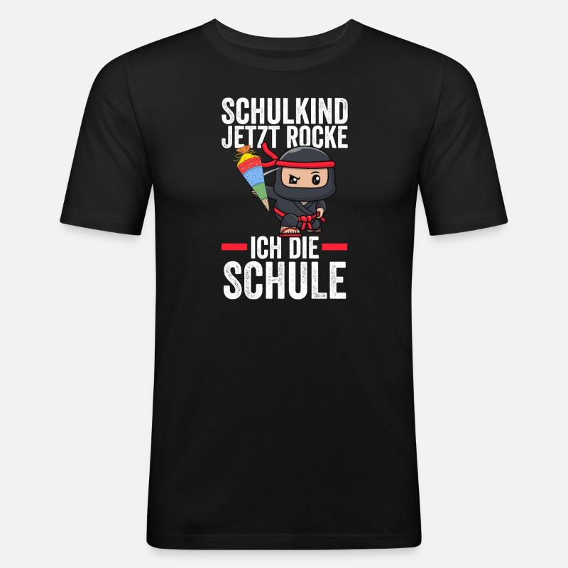 Schulkind Ninja Schulbeginn Geschenk - Männer Slim Fit T-Shirt - Schwarz