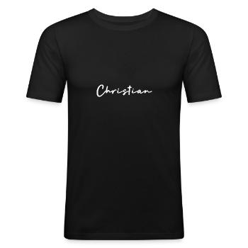 Christlich - Männer Slim Fit T-Shirt - Schwarz - Vorne - Nik (191cm)