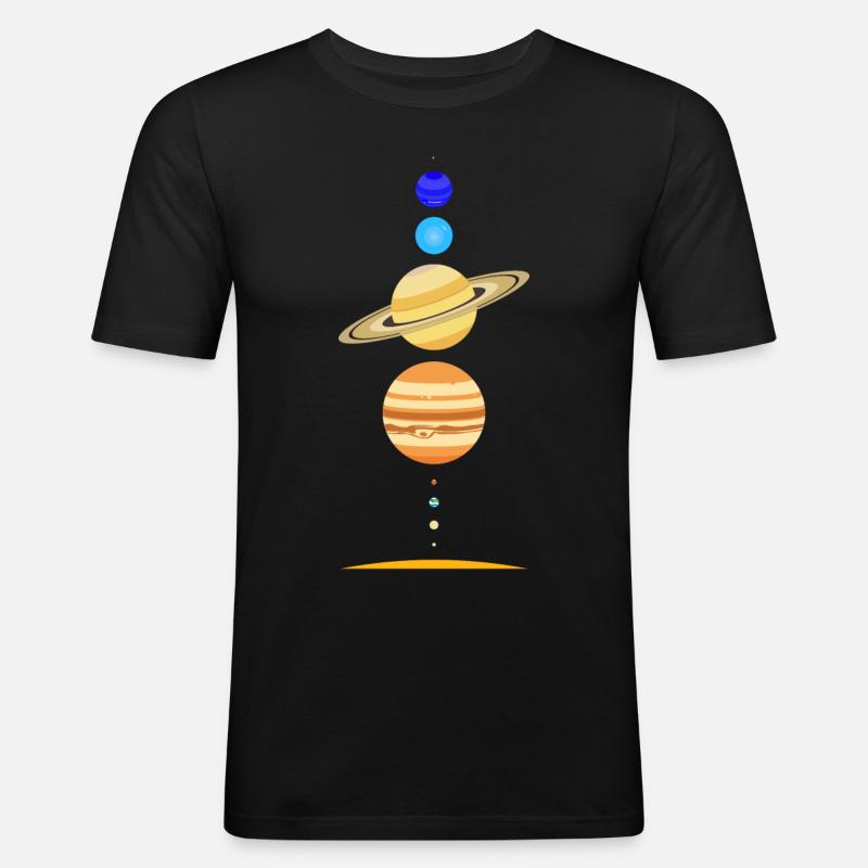 Sonnensystem - Männer Slim Fit T-Shirt - Schwarz