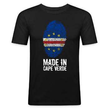 Made In Cape Verde / Kap Verde / Cabo Verde - Männer Slim Fit T-Shirt - Schwarz - Vorne - Nik (191cm)
