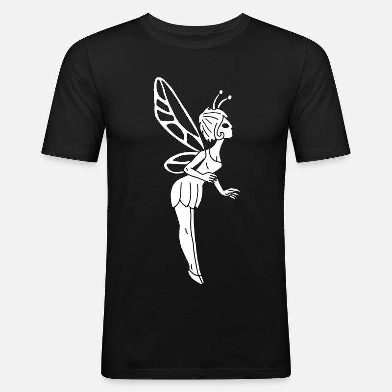 Glückliche weiße Fee - Männer Slim Fit T-Shirt - Schwarz