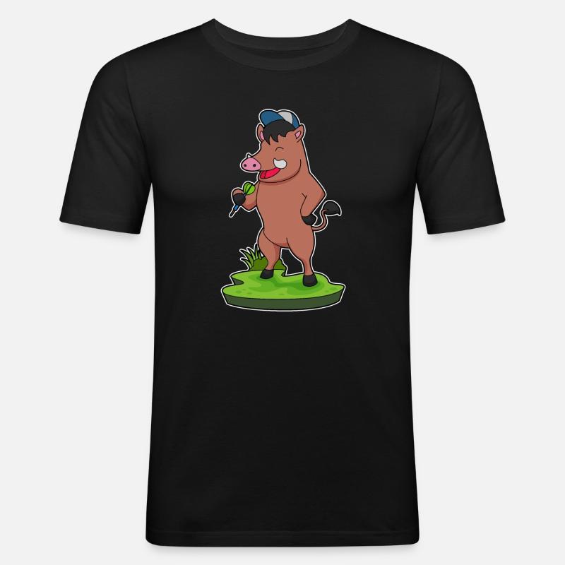 Eber Dart Dartpfeil - Männer Slim Fit T-Shirt - Schwarz