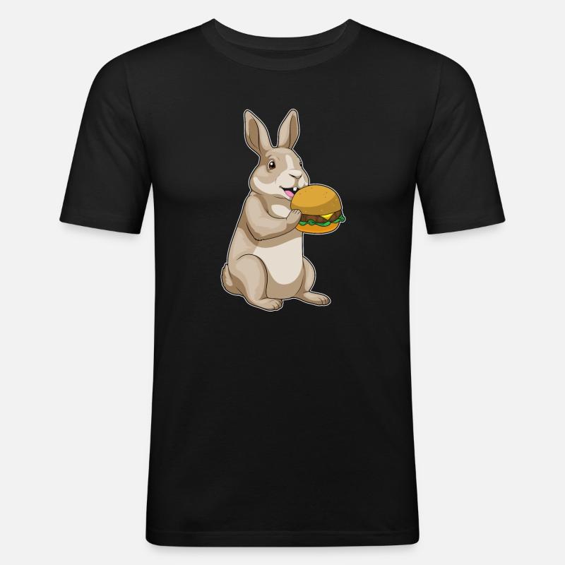 Hase Hamburger - Männer Slim Fit T-Shirt - Schwarz
