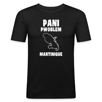 Panipwoblem Martinique Humour Antillais Mentalité - T-shirt près du corps Homme - noir - Devant - Nik (191cm)