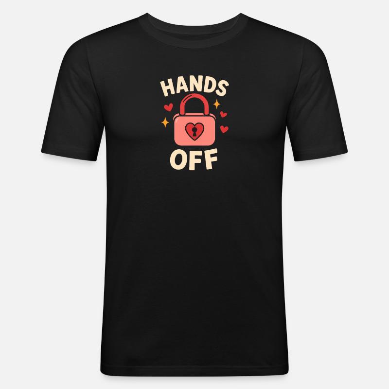 Hands Off – Kein Anfassen! - Männer Slim Fit T-Shirt - Schwarz