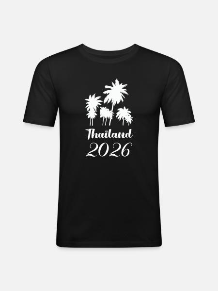 Thailand 2026 Palm Trees Design - Men's Slim Fit T-Shirt - black