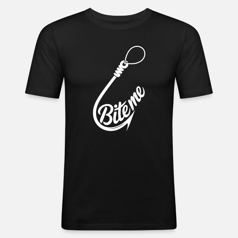 Bite Me Hook Grafik-Tee - Männer Slim Fit T-Shirt - Schwarz