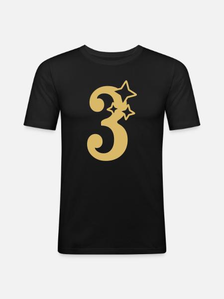 3 Year Anniversary 3rd Birthday Star - Men's Slim Fit T-Shirt - black