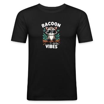 raton laveur avec lunettes de soleil - T-shirt près du corps Homme - noir - Devant - Nik (191cm)