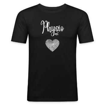 Physio avec cœur - Conception pour les physiothérapeutes - T-shirt près du corps Homme - noir - Devant - Nik (191cm)