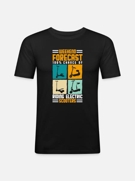 Rollerfahrer Elektrisch E-Roller Hybrid - Männer Slim Fit T-Shirt - Schwarz