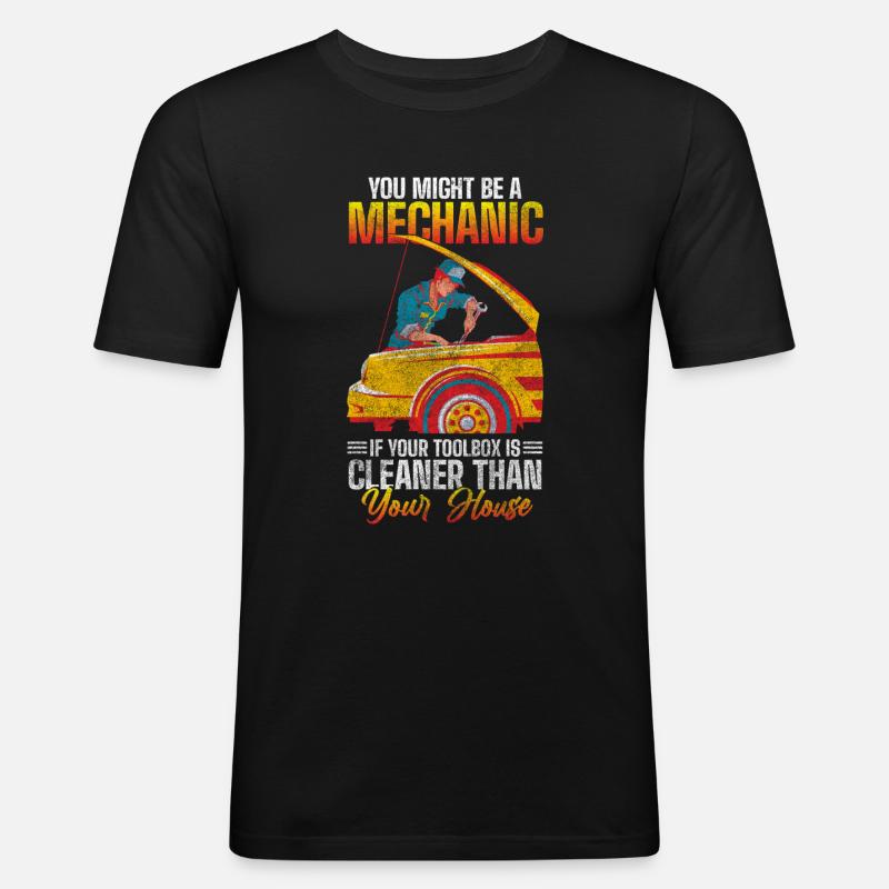 Auto Kfz Garage Motor - Männer Slim Fit T-Shirt - Schwarz