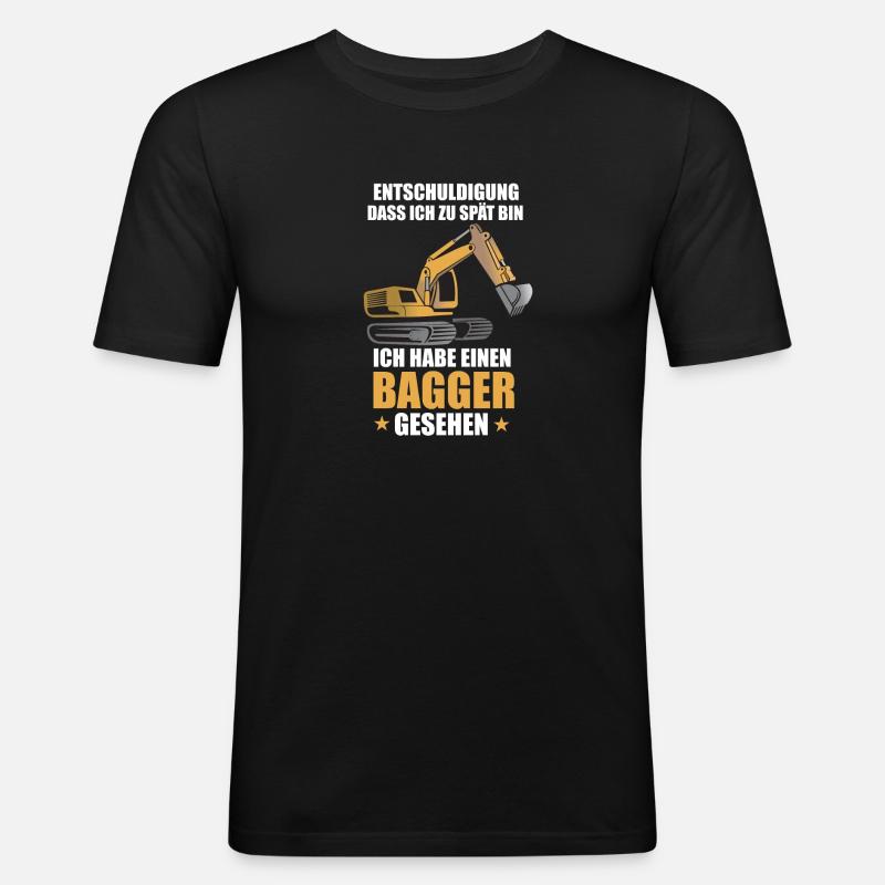 Bagger baustelle bauarbeiter baggerfahrer baggern - Männer Slim Fit T-Shirt - Schwarz