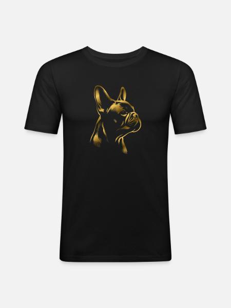 French bulldog drawing head golden - Men's Slim Fit T-Shirt - black