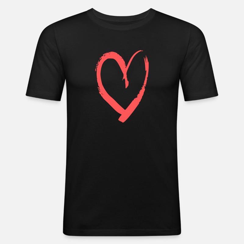 herz liebe spruch geschenk idee - Männer Slim Fit T-Shirt - Schwarz